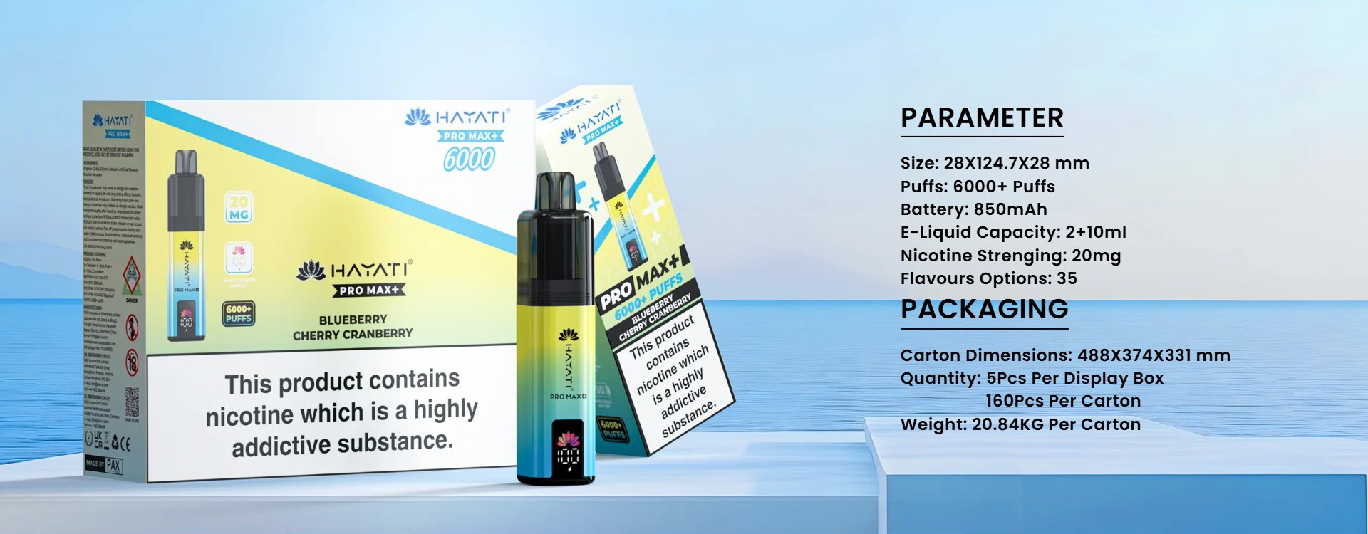 Vape jetable Hayati 6000 Puffs avec écran LED