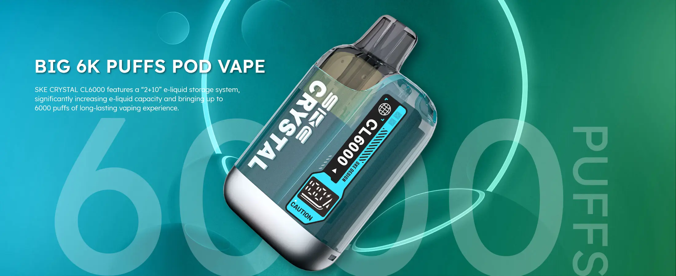 Crystal CL6000 Puffs Vape Prefilled Kit Dual Mesh Coil