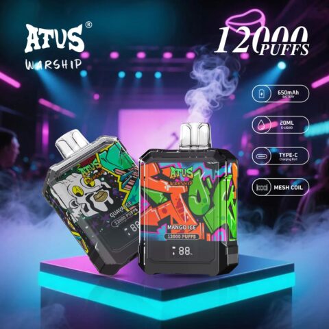 DE013A Cigarette électronique jetable Puff 12000 Taff Affichage LED débit d'air rechargeable et réglable