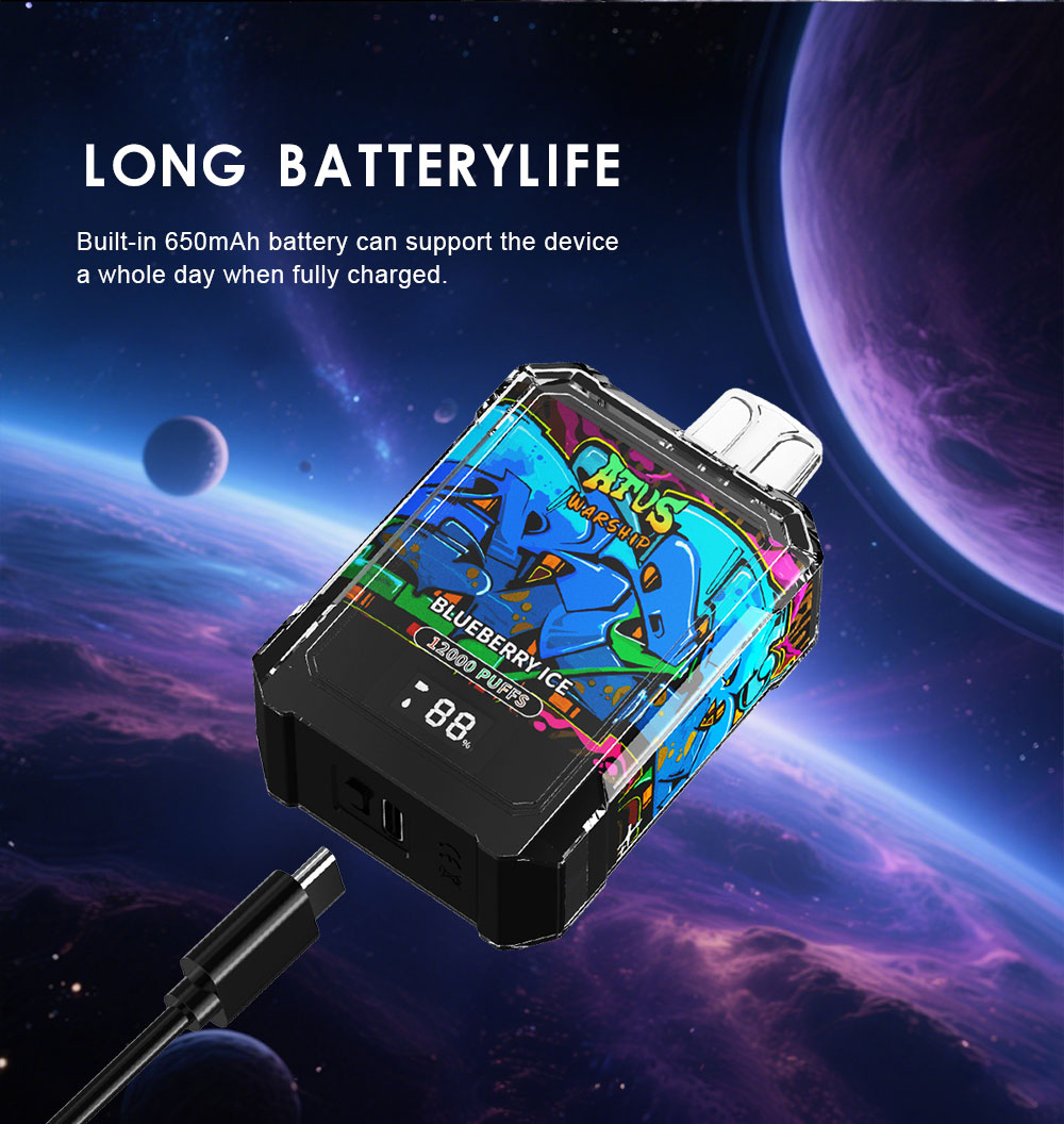 DE013A Cigarette électronique jetable Puff 12000 Taff Affichage LED débit d'air rechargeable et réglable