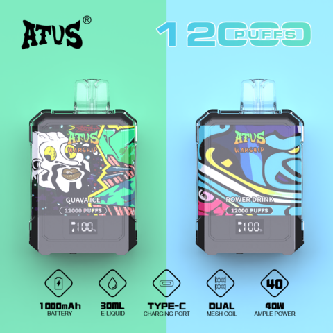 DE013A Cigarette électronique jetable Puff 12000 Taff Affichage LED débit d'air rechargeable et réglable
