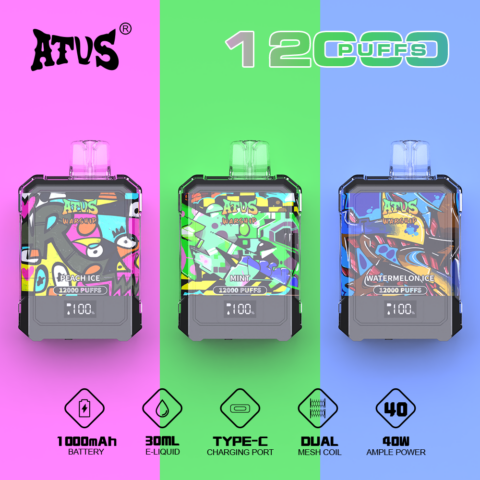 DE013A Cigarette électronique jetable Puff 12000 Taff Affichage LED débit d'air rechargeable et réglable