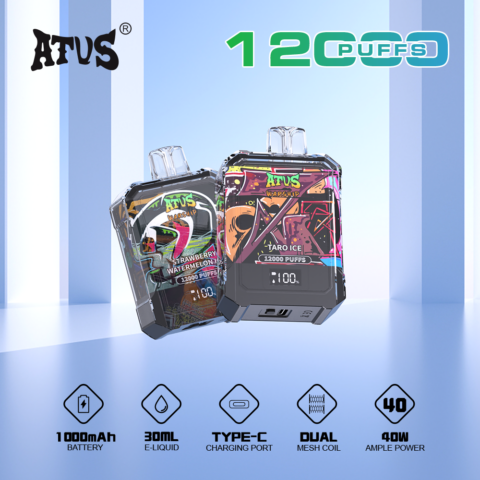 DE013A Cigarette électronique jetable Puff 12000 Taff Affichage LED débit d'air rechargeable et réglable