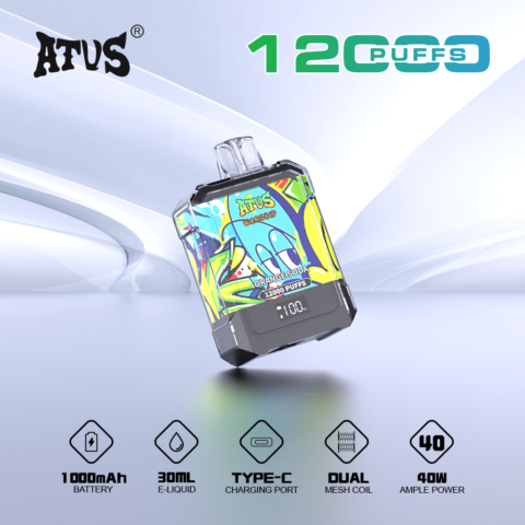 DE013A Cigarette électronique jetable Puff 12000 Taff Affichage LED débit d'air rechargeable et réglable