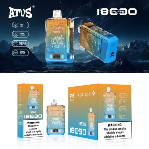 DE015 Cigarette électronique jetable Puff 18000 Taff avec affichage LED débit d'air rechargeable et réglable ATVS Vape