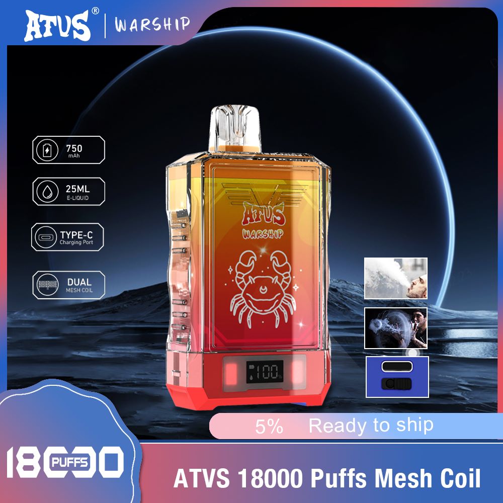 DE015 Cigarette électronique jetable Puff 18000 Taff avec affichage LED débit d'air rechargeable et réglable