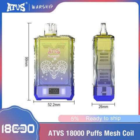 DE015 Cigarette électronique jetable Puff 18000 Taff avec affichage LED débit d'air rechargeable et réglable