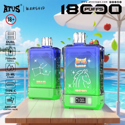 DE015 Cigarette électronique jetable Puff 18000 Taff avec affichage LED débit d'air rechargeable et réglable