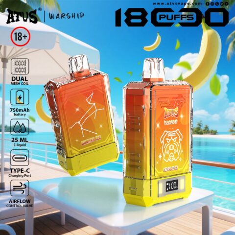 DE015 Cigarette électronique jetable Puff 18000 Taff avec affichage LED débit d'air rechargeable et réglable