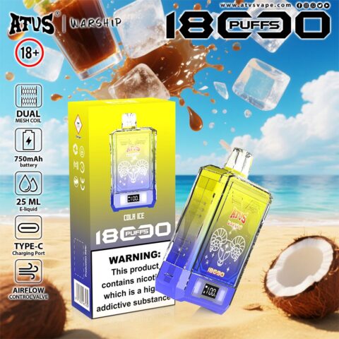 DE015 Cigarette électronique jetable Puff 18000 Taff avec affichage LED débit d'air rechargeable et réglable