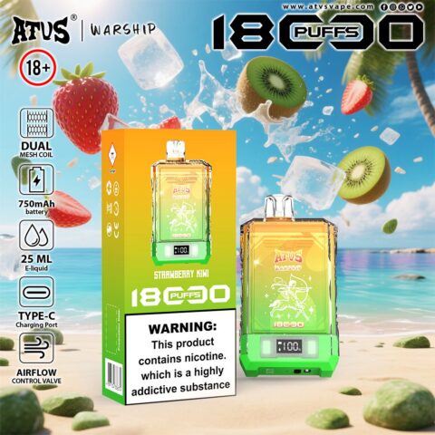 DE015 Cigarette électronique jetable Puff 18000 Taff avec affichage LED débit d'air rechargeable et réglable