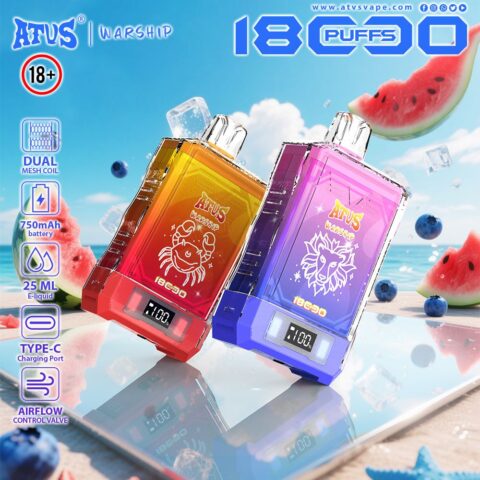 DE015 Cigarette électronique jetable Puff 18000 Taff avec affichage LED débit d'air rechargeable et réglable