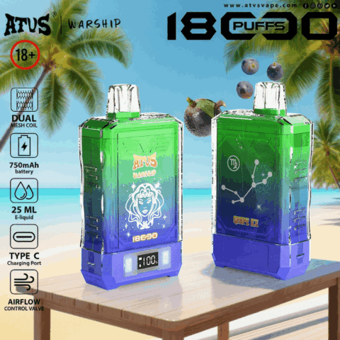 DE015 Cigarette électronique jetable Puff 18000 Taff avec affichage LED débit d'air rechargeable et réglable