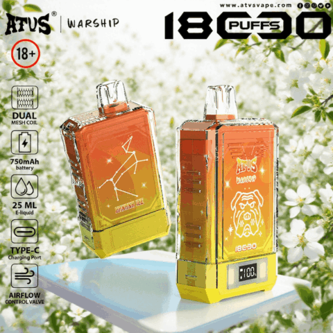 DE015 Cigarette électronique jetable Puff 18000 Taff avec affichage LED débit d'air rechargeable et réglable