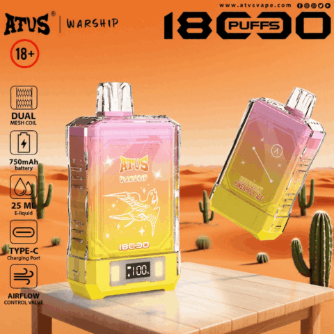 DE015 Cigarette électronique jetable Puff 18000 Taff avec affichage LED débit d'air rechargeable et réglable