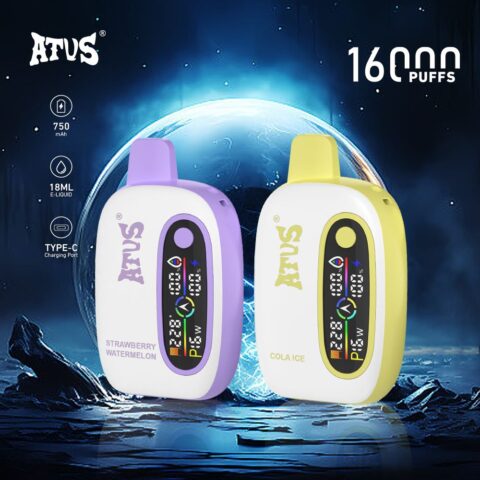 DE016 Cigarette électronique jetable Puff 16000 Taff avec avec affichage LED débit d'air rechargeable et réglable ATVS Vape