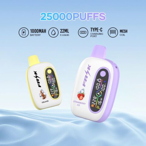 DE016 Cigarette électronique jetable Puff 25000 Taff avec avec affichage LED débit d'air rechargeable et réglable ATVS Vape