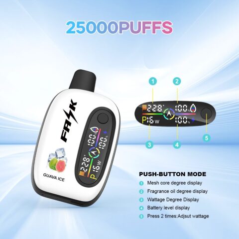 DE016 Cigarette électronique jetable Puff 25000 Taff avec avec affichage LED débit d'air rechargeable et réglable ATVS Vape