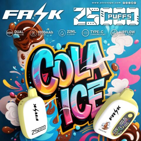 DE016 Cigarette électronique jetable Puff 25000 Taff avec avec affichage LED débit d'air rechargeable et réglable ATVS Vape