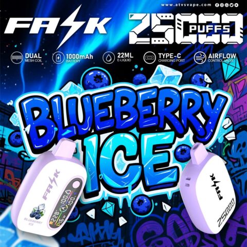 DE016 Cigarette électronique jetable Puff 25000 Taff avec avec affichage LED débit d'air rechargeable et réglable ATVS Vape