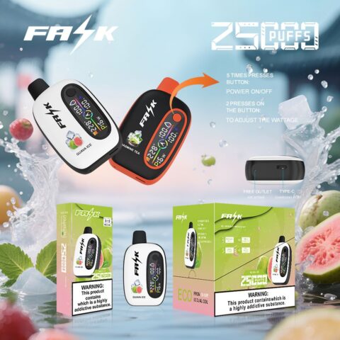 DE016 Cigarette électronique jetable Puff 25000 Taff avec avec affichage LED débit d'air rechargeable et réglable ATVS Vape