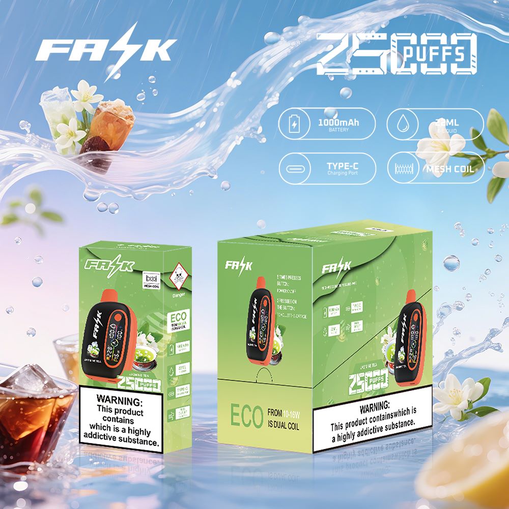 DE016 Cigarette électronique jetable Puff 25000 Taff avec avec affichage LED débit d'air rechargeable et réglable ATVS Vape