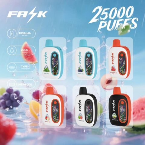 DE016 Cigarette électronique jetable Puff 25000 Taff avec avec affichage LED débit d'air rechargeable et réglable ATVS Vape