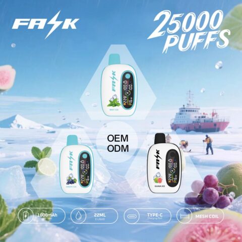 DE016 Cigarette électronique jetable Puff 25000 Taff avec avec affichage LED débit d'air rechargeable et réglable ATVS Vape