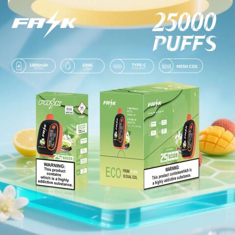 DE016 Cigarette électronique jetable Puff 25000 Taff avec avec affichage LED débit d'air rechargeable et réglable ATVS Vape