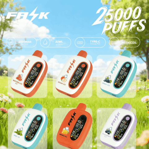 DE016 Cigarette électronique jetable Puff 25000 Taff avec avec affichage LED débit d'air rechargeable et réglable ATVS Vape