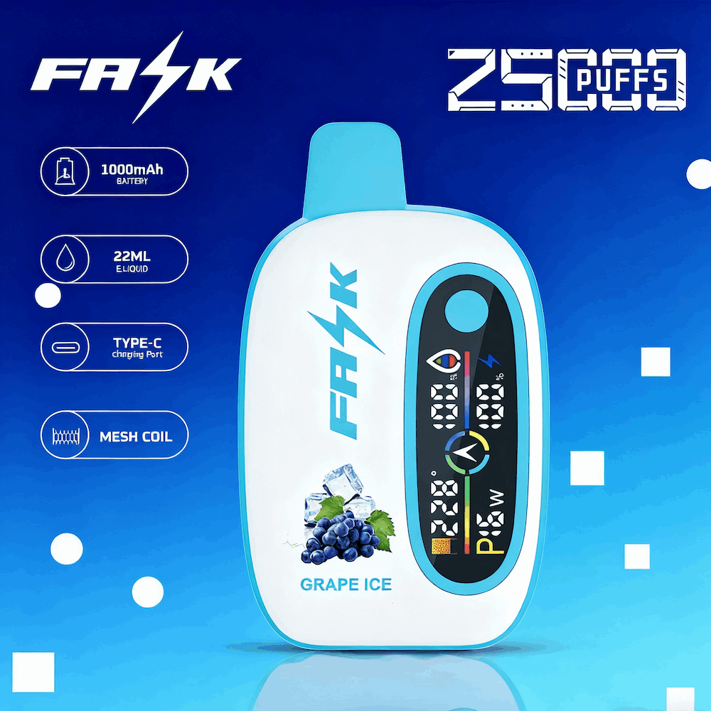 DE016 Cigarette électronique jetable Puff 25000 Taff avec avec affichage LED débit d'air rechargeable et réglable ATVS Vape