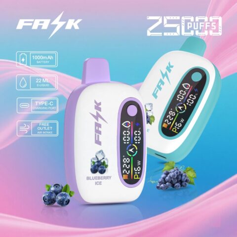 DE016 Cigarette électronique jetable Puff 25000 Taff avec avec affichage LED débit d'air rechargeable et réglable ATVS Vape