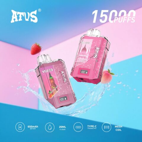 DE017 Cigarette électronique jetable Puff 15000 Taff avec affichage LED débit d'air rechargeable et réglable ATVS Vape