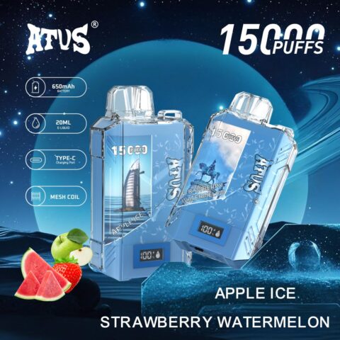 DE017 Cigarette électronique jetable Puff 15000 Taff avec affichage LED débit d'air rechargeable et réglable ATVS Vape