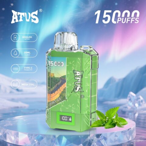 DE017 Cigarette électronique jetable Puff 15000 Taff avec affichage LED débit d'air rechargeable et réglable ATVS Vape