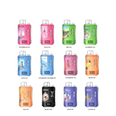 DE017 Cigarette électronique jetable Puff 15000 Taff avec affichage LED débit d'air rechargeable et réglable ATVS Vape