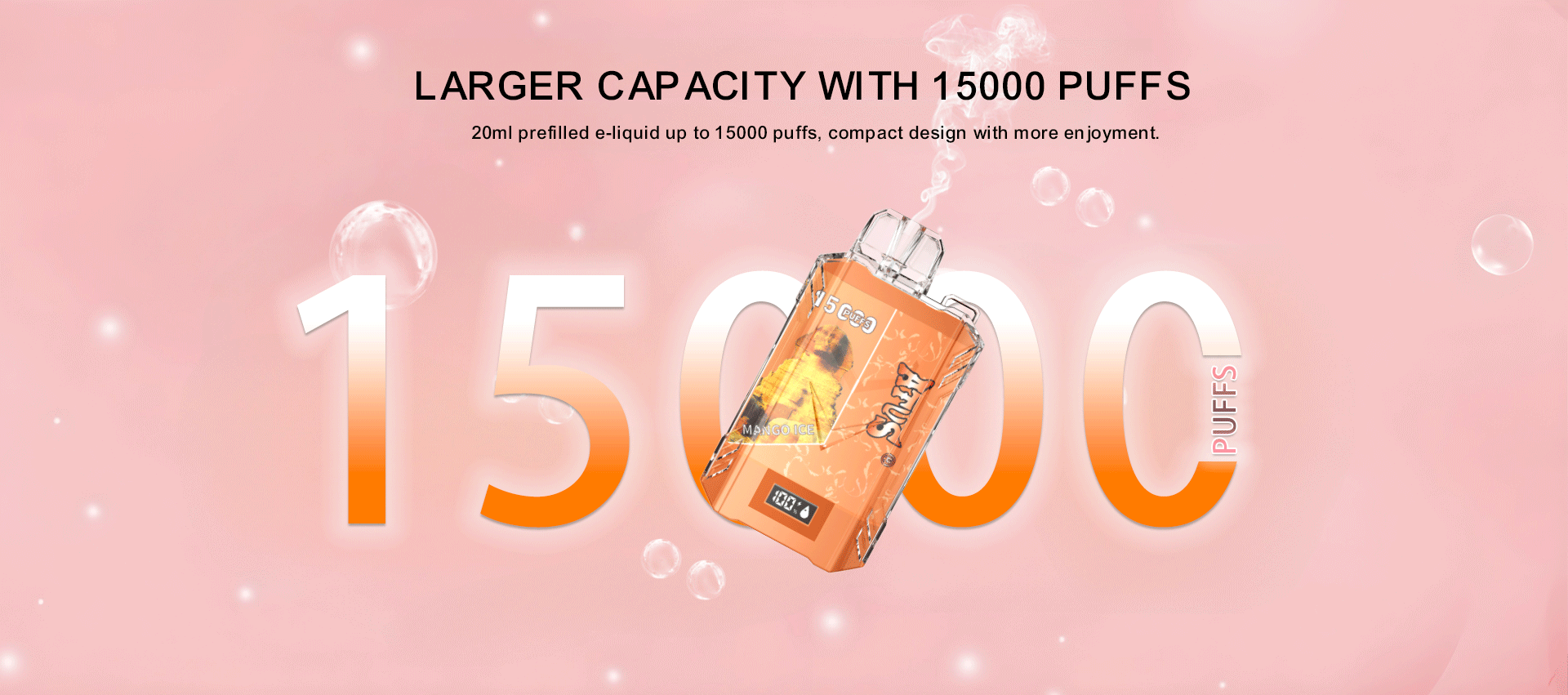 DE017 Cigarette électronique jetable Puff 15000 Taff avec affichage LED débit d'air rechargeable et réglable ATVS Vape