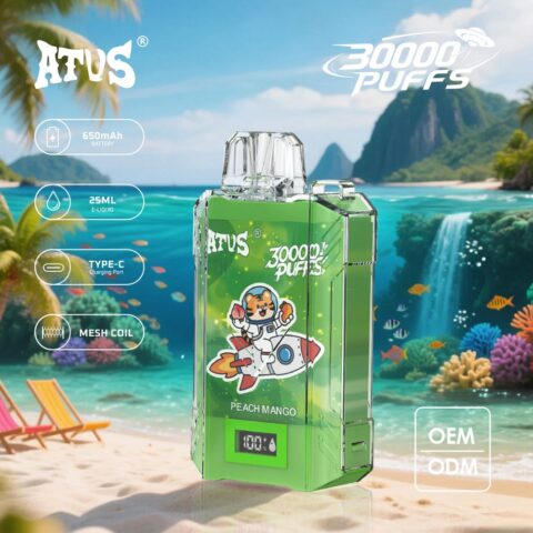 DE017 Cigarette électronique jetable Puff 30000 Taff avec affichage LED débit d'air rechargeable et réglable ATVS Vape