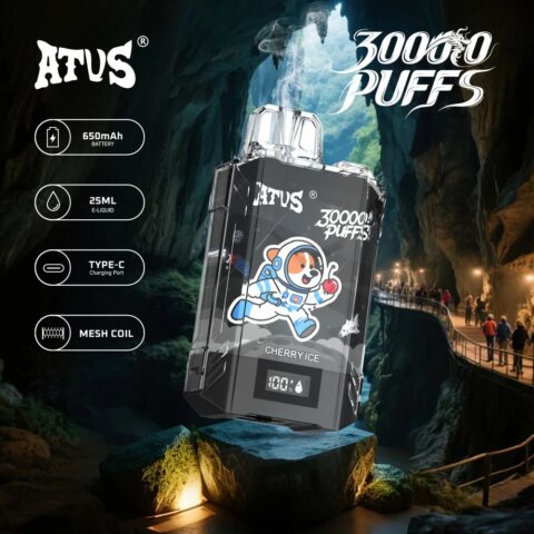 DE017 Cigarette électronique jetable Puff 30000 Taff avec affichage LED débit d'air rechargeable et réglable ATVS Vape