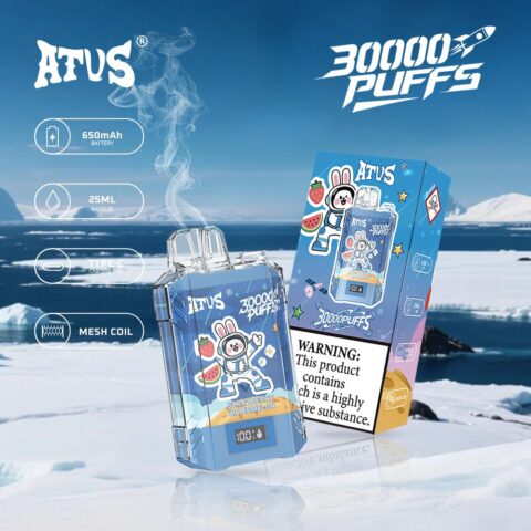 DE017 Cigarette électronique jetable Puff 30000 Taff avec affichage LED débit d'air rechargeable et réglable ATVS Vape