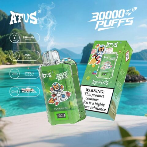 DE017 Cigarette électronique jetable Puff 30000 Taff avec affichage LED débit d'air rechargeable et réglable ATVS Vape