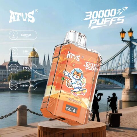 DE017 Cigarette électronique jetable Puff 30000 Taff avec affichage LED débit d'air rechargeable et réglable ATVS Vape