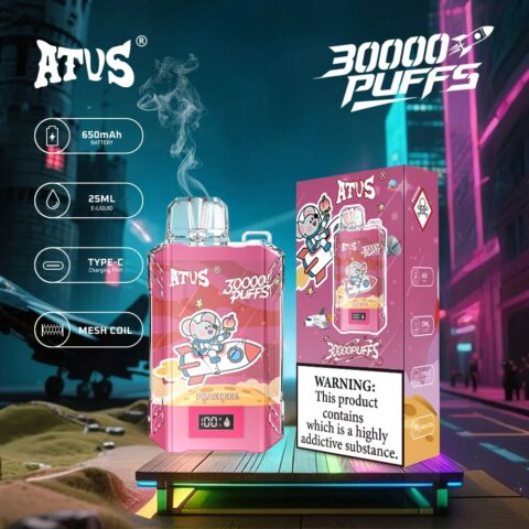 DE017 Cigarette électronique jetable Puff 30000 Taff avec affichage LED débit d'air rechargeable et réglable ATVS Vape