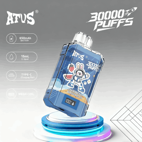 DE017 Cigarette électronique jetable Puff 30000 Taff avec affichage LED débit d'air rechargeable et réglable ATVS Vape