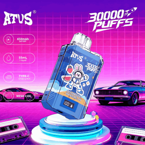 DE017 Cigarette électronique jetable Puff 30000 Taff avec affichage LED débit d'air rechargeable et réglable ATVS Vape