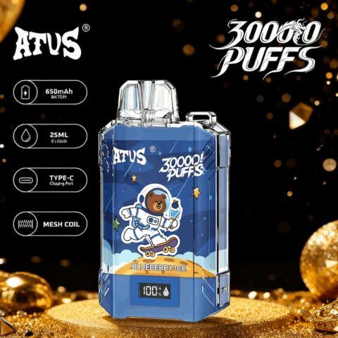 DE017 Cigarette électronique jetable Puff 30000 Taff avec affichage LED débit d'air rechargeable et réglable ATVS Vape