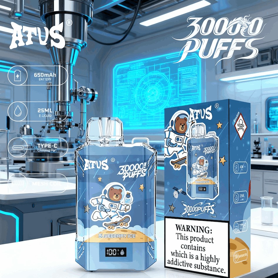 DE017 Cigarette électronique jetable Puff 30000 Taff avec affichage LED débit d'air rechargeable et réglable ATVS Vape