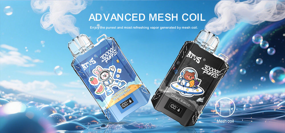 DE017 Cigarette électronique jetable Puff 30000 Taff avec affichage LED débit d'air rechargeable et réglable ATVS Vape