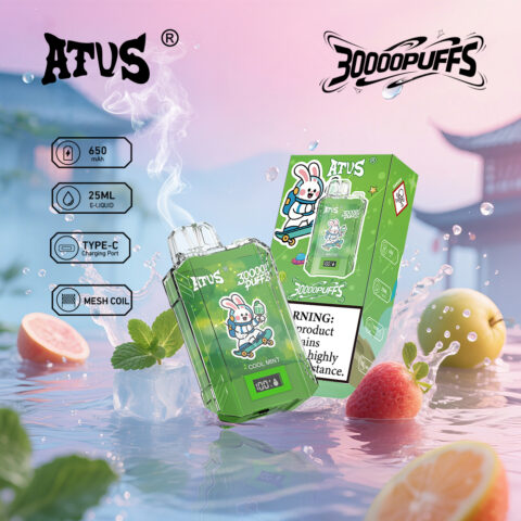 DE017 Cigarette électronique jetable Puff 30000 Taff avec affichage LED débit d'air rechargeable et réglable ATVS Vape