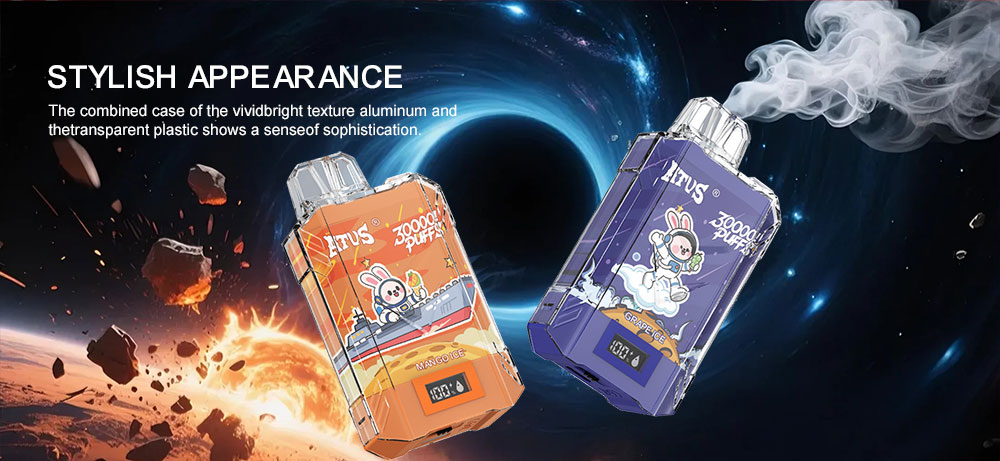 DE017 Cigarette électronique jetable Puff 30000 Taff avec affichage LED débit d'air rechargeable et réglable ATVS Vape
